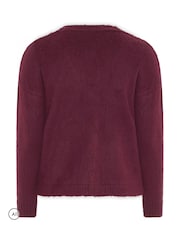 Yours Curve Red Brushed Boyfriend Cardigan - Image 6 of 6