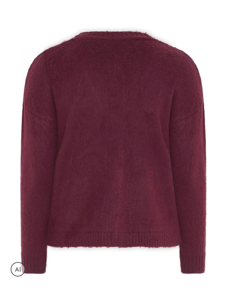 Yours Curve Red Brushed Boyfriend Cardigan - Image 6 of 6