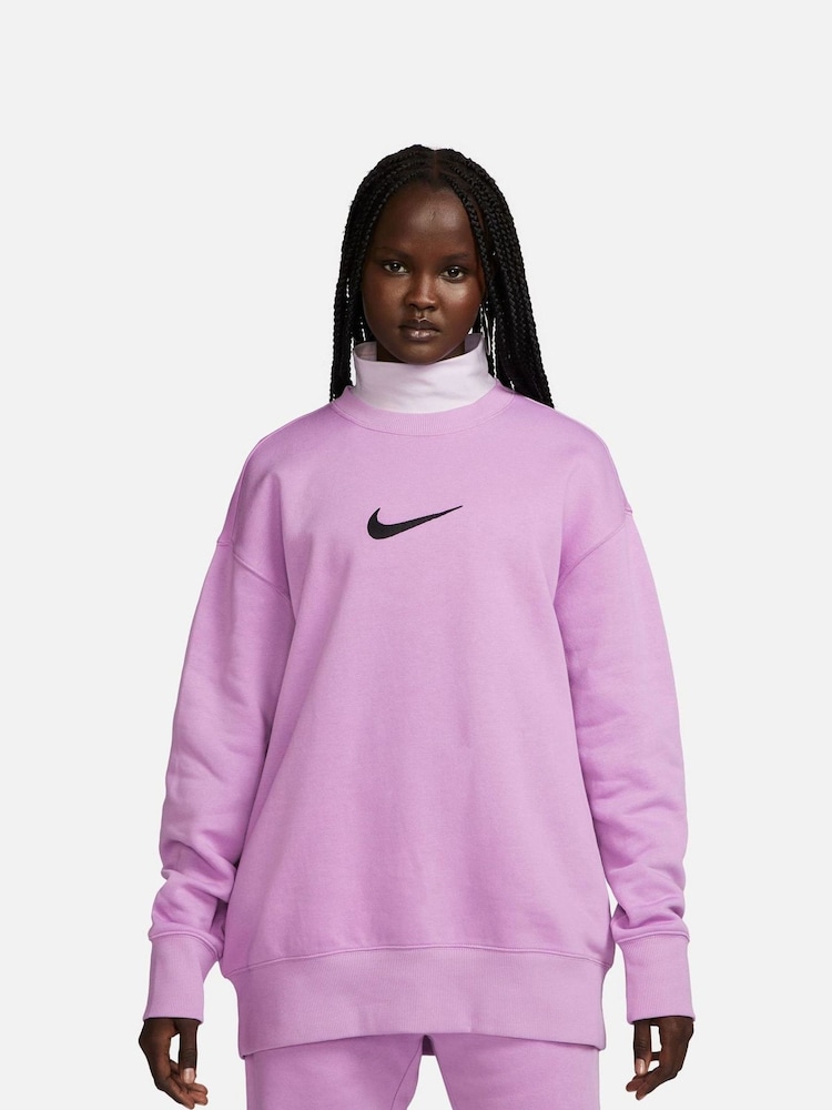 Nike Purple Oversized Midi Swoosh Crew Sweatshirt - Image 1 of 7