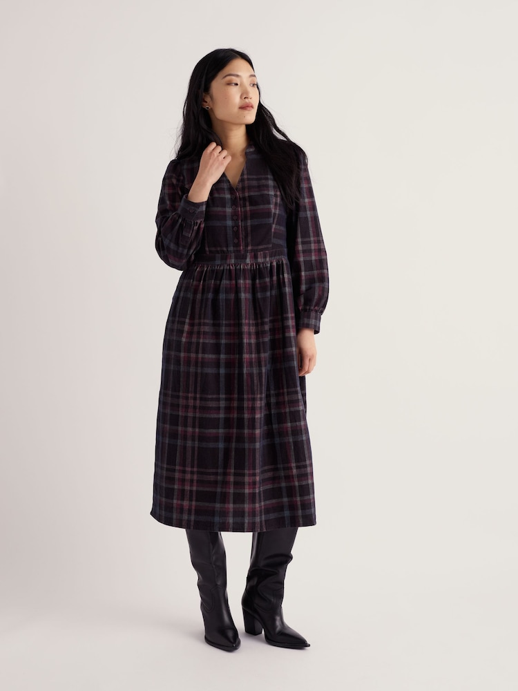 Seasalt Cornwall Purple Rose Cottage Printed Cord Midi Dress - Image 2 of 5
