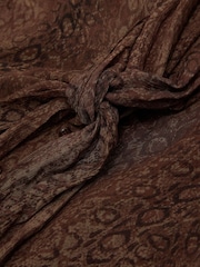 Reiss Grape Burgundy Jasmine Snake-Print Plissé Tie-Front Blouse - Image 7 of 7