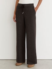Reiss Dark Brown Sylvie Herringbone Wide-Leg Drawstring Joggers - Image 3 of 6