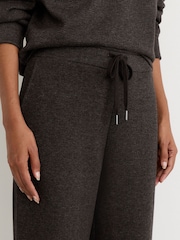 Reiss Dark Brown Sylvie Herringbone Wide-Leg Drawstring Joggers - Image 4 of 6