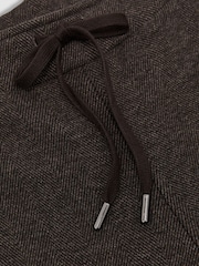 Reiss Dark Brown Sylvie Herringbone Wide-Leg Drawstring Joggers - Image 6 of 6