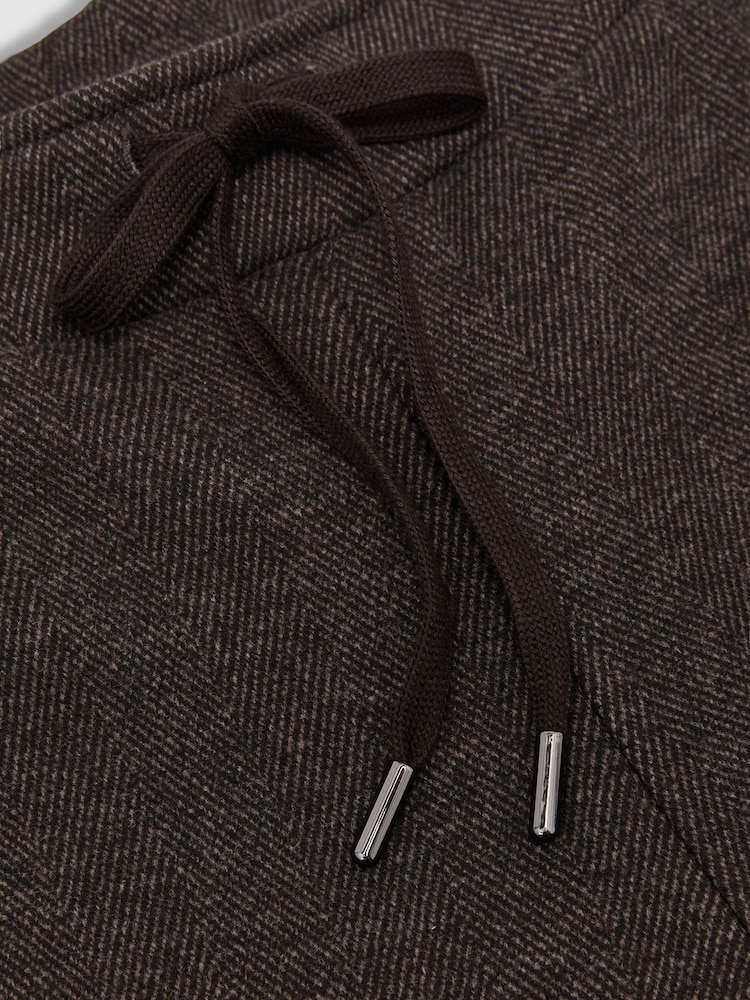 Reiss Dark Brown Sylvie Herringbone Wide-Leg Drawstring Joggers - Image 6 of 6 Reiss Dark Brown Sylvie Herringbone Wide-Leg Drawstring Joggers - Image 6 of 6