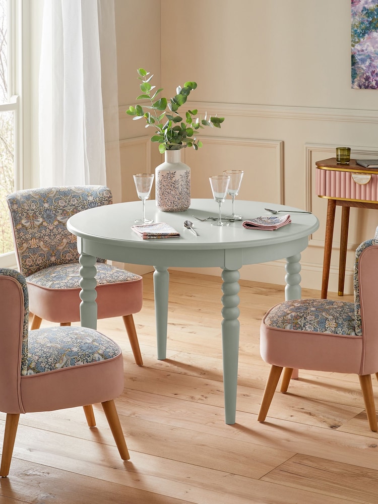 Clarke and Clarke Sage Green Ashdon 4 Seater Round Dining Table - Image 1 of 6