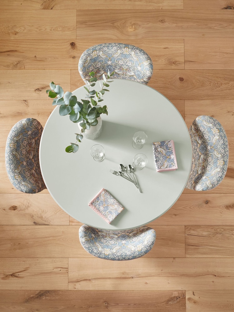 Clarke and Clarke Sage Green Ashdon 4 Seater Round Dining Table - Image 2 of 6