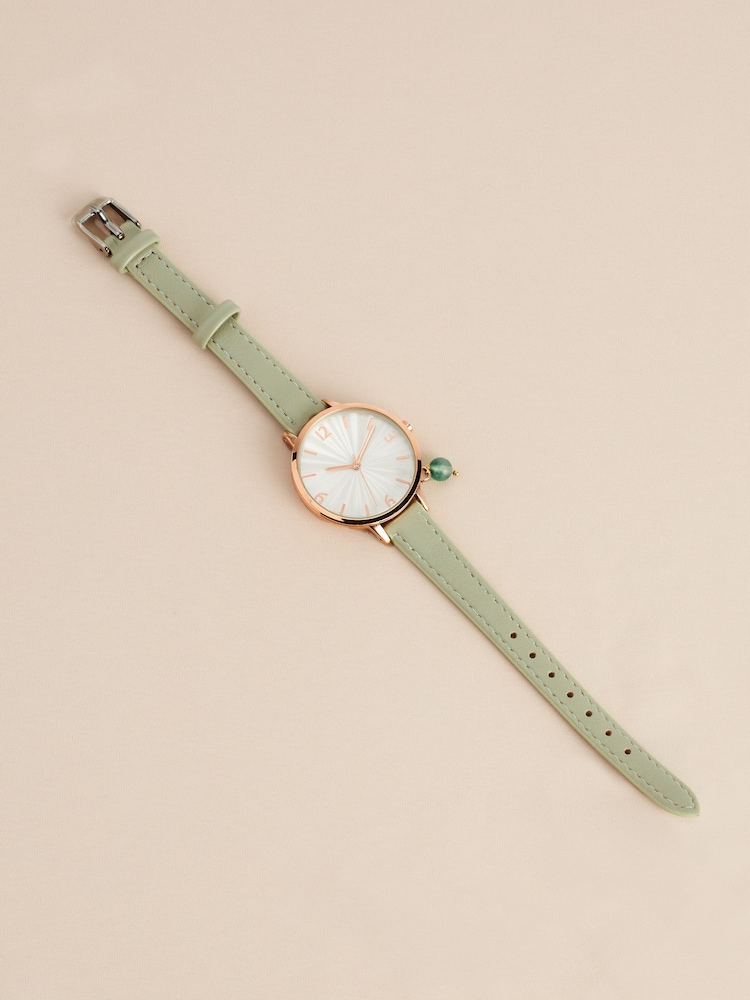 Silver/Gold Tone Semi Precious Stone Detail Watch - Image 2 of 6