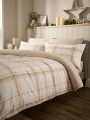 Vantona Beige Supersoft Brushed Cotton Plaid Duvet Cover Set - Image 3 of 5