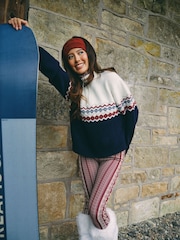 South Beach Blue Knited Fairisle Quarter Zip Jumper - Image 2 of 7