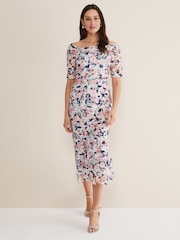 Phase Eight Natural Francesa Off Shoulder Floral Print Dress - Image 1 of 6