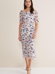 Phase Eight Natural Francesa Off Shoulder Floral Print Dress - Image 2 of 6