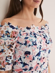 Phase Eight Natural Francesa Off Shoulder Floral Print Dress - Image 4 of 6