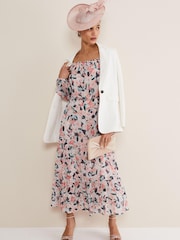 Phase Eight Natural Francesa Off Shoulder Floral Print Dress - Image 5 of 6