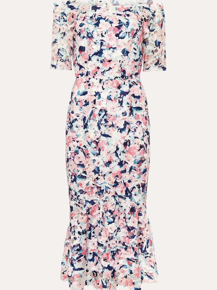 Phase Eight Natural Francesa Off Shoulder Floral Print Dress - Image 6 of 6