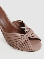 Reiss Blush Imogen Leather Woven Heeled Mules - Image 5 of 5