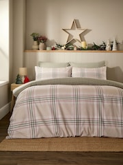 Vantona Green Festive Check Duvet Cover and Pillowcase Set - Image 1 of 5