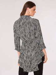 Apricot Black Swirly Spot Circle Belt Dress - Image 3 of 5