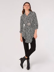 Apricot Black Swirly Spot Circle Belt Dress - Image 4 of 5