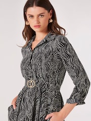Apricot Black Swirly Spot Circle Belt Dress - Image 5 of 5