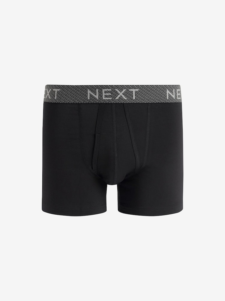 Blue Grey Texture Waistband 4 pack A-Front Cotton Rich Boxers - Image 2 of 7