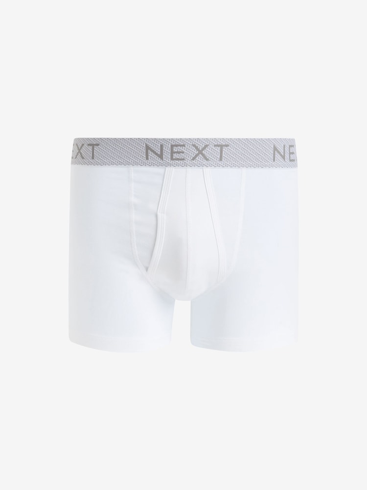 Blue Grey Texture Waistband 4 pack A-Front Cotton Rich Boxers - Image 3 of 7