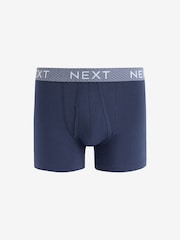 Blue Grey Texture Waistband 4 pack A-Front Cotton Rich Boxers - Image 4 of 7