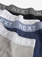Blue Grey Texture Waistband 4 pack A-Front Cotton Rich Boxers - Image 6 of 7