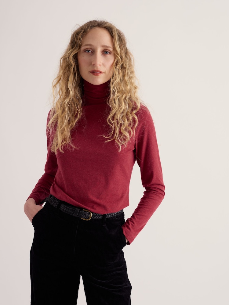 Seasalt Cornwall Red Landing Roll Neck Top - Image 2 of 5