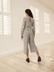 Mono Animal Print Long Sleeve Belted Jumpsuit - Image 3 of 6