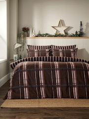 Vantona Chocolate Supersoft Brushed Cotton Plaid Duvet Cover Set - Image 1 of 5