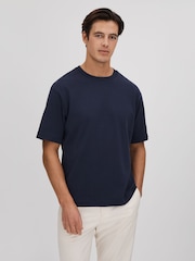 Reiss Eclipse Blue Tate Oversized Garment Dye T-Shirt - Image 1 of 6