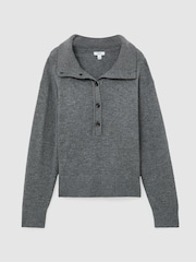 Boz - Reiss Martha Wool-Cashmere Half-Button Jumper - 7şəkildən 2 şəkil