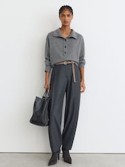 Boz - Reiss Martha Wool-Cashmere Half-Button Jumper - 7şəkildən 3 şəkil