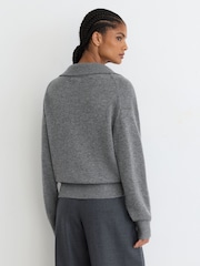 Boz - Reiss Martha Wool-Cashmere Half-Button Jumper - 7şəkildən 6 şəkil