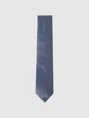 Reiss Airforce Blue Liam Polka Dot Silk Tie - Image 1 of 5