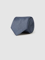 Reiss Airforce Blue Liam Polka Dot Silk Tie - Image 3 of 5