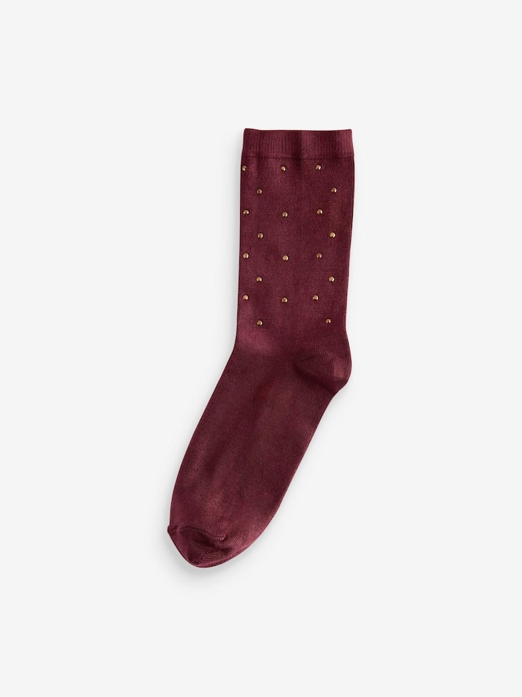 Berry Red Gem Ankle Socks In Box - Image 1 of 3
