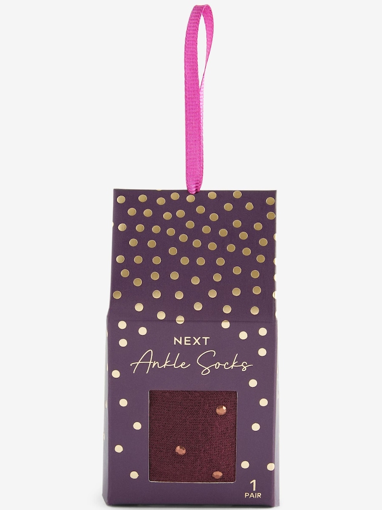 Berry Red Gem Ankle Socks In Box - Image 3 of 3
