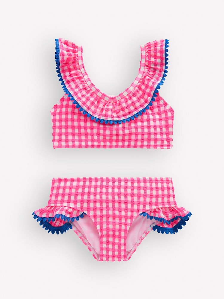 Boden Pink Frill V-Neck Bikini Set - Image 1 of 3