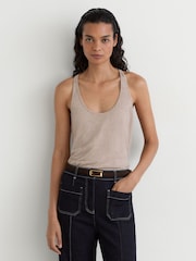 Reiss Stone Lidie Linen Racer-Back Vest - Image 1 of 6