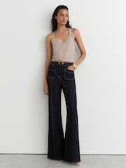 Reiss Stone Lidie Linen Racer-Back Vest - Image 3 of 6