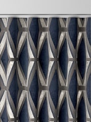 Navy Blue Collection Luxe Heavyweight Geometric Cut Velvet Made To Measure Curtains - Image 7 of 9