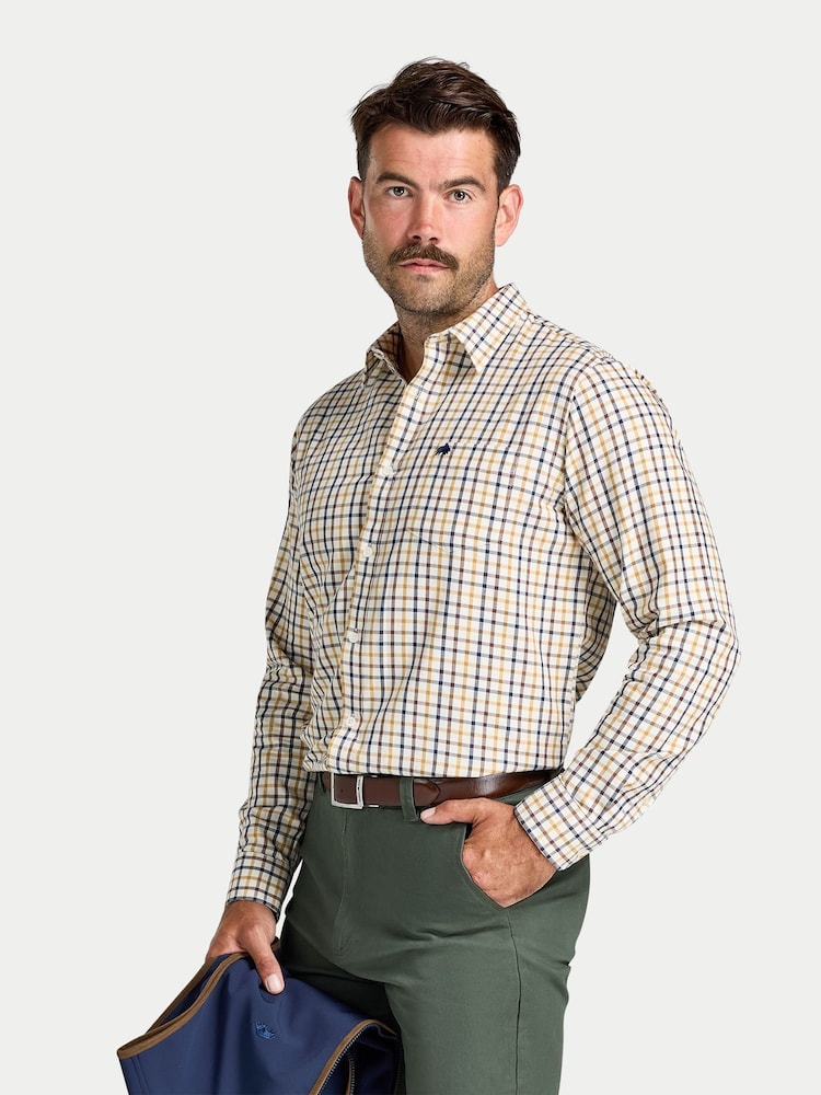 Raging Bull Yellow L/S Country Check Brushed Cotton Twill Shirt - Image 2 of 4 Raging Bull Yellow L/S Country Check Brushed Cotton Twill Shirt - Image 2 of 4
