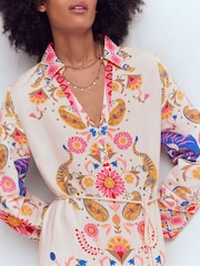Boden White Notch Collar Linen Blend Tunic - Image 2 of 6