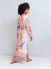 Boden White Notch Collar Linen Blend Tunic - Image 3 of 6