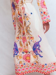 Boden White Notch Collar Linen Blend Tunic - Image 5 of 6
