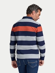 Raging Bull Blue Marl Stripe Rugby Shirt - Image 3 of 5
