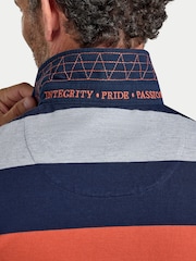 Raging Bull Blue Marl Stripe Rugby Shirt - Image 5 of 5
