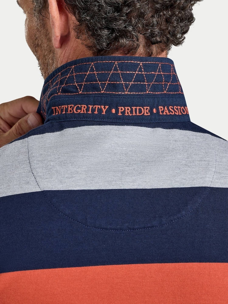 Raging Bull Blue Marl Stripe Rugby Shirt - Image 5 of 5